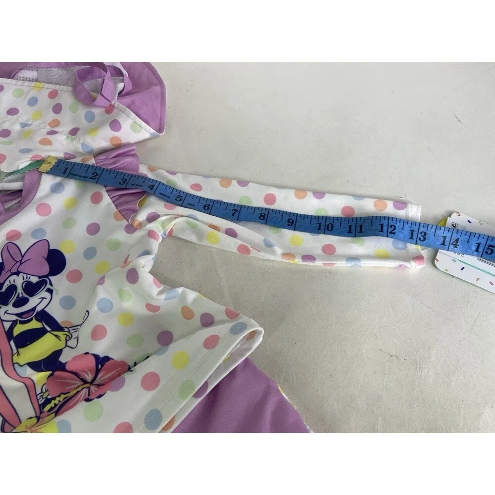 Disney Minnie Mouse 3 Piece Rash Guard Top Bottoms Swim Set Swimwear 18 Months